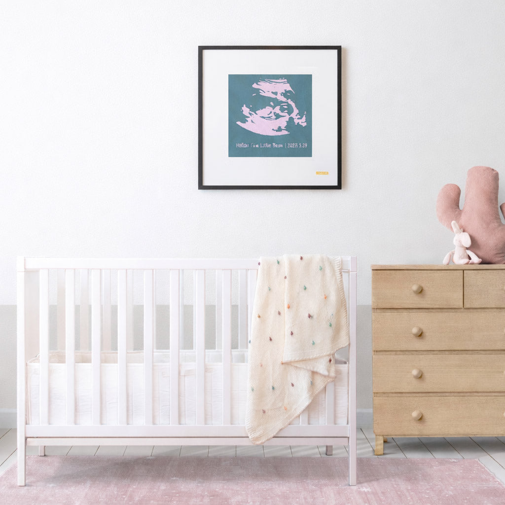 Custom Baby Ultrasound Embroidery Art | Green&Pink