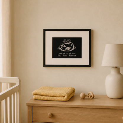 Custom Baby Ultrasound Embroidery Art | Back&White