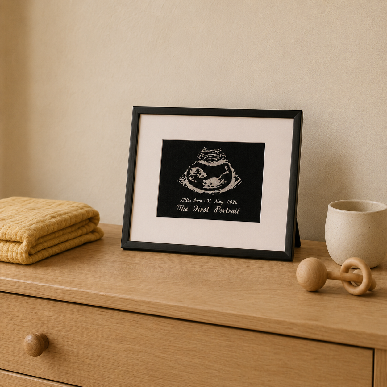 Custom Baby Ultrasound Embroidery Art | Back&White
