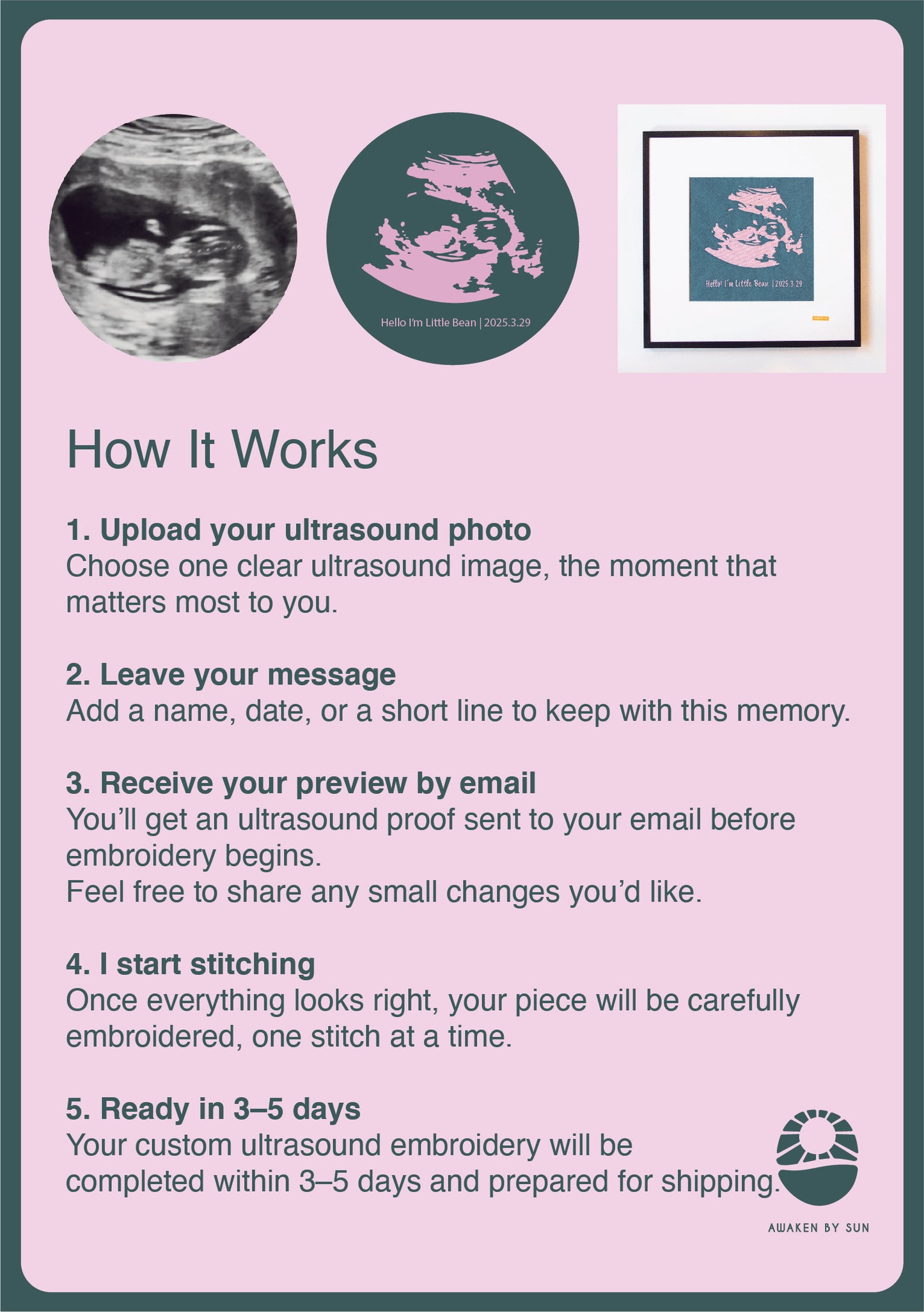 Custom Baby Ultrasound Embroidery Art | Back&White