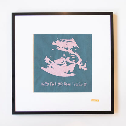 Custom Baby Ultrasound Embroidery Art | Green&Pink