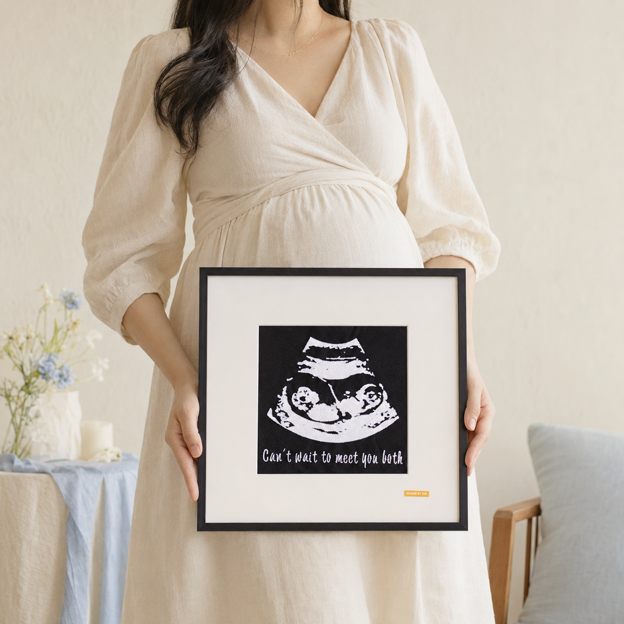 Custom Baby Ultrasound Embroidery Art | Back&White