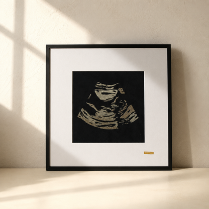 Custom Baby Ultrasound Embroidery Art | Gold Thread